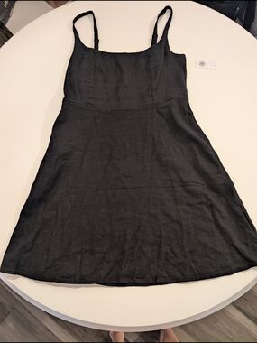 Old Navy Black Mini Linen Dress with Adjustable Straps